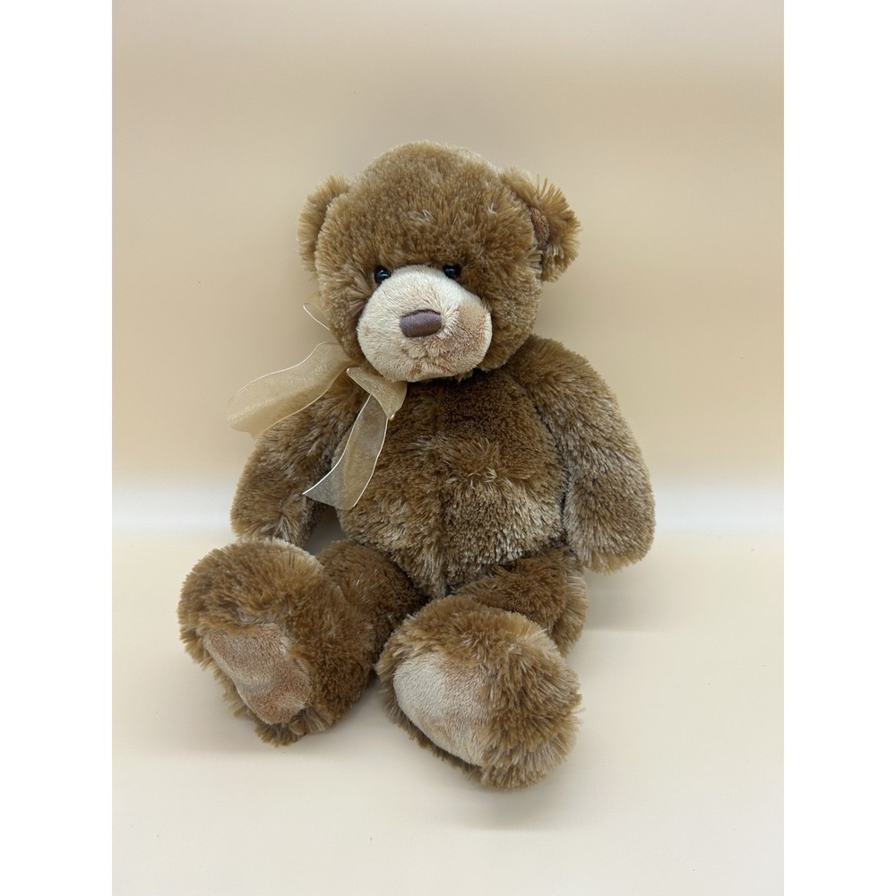 Gund Squeezer Teddy Bear Plush Brown Stuffed Animal w/ Ribbon 16" #46586